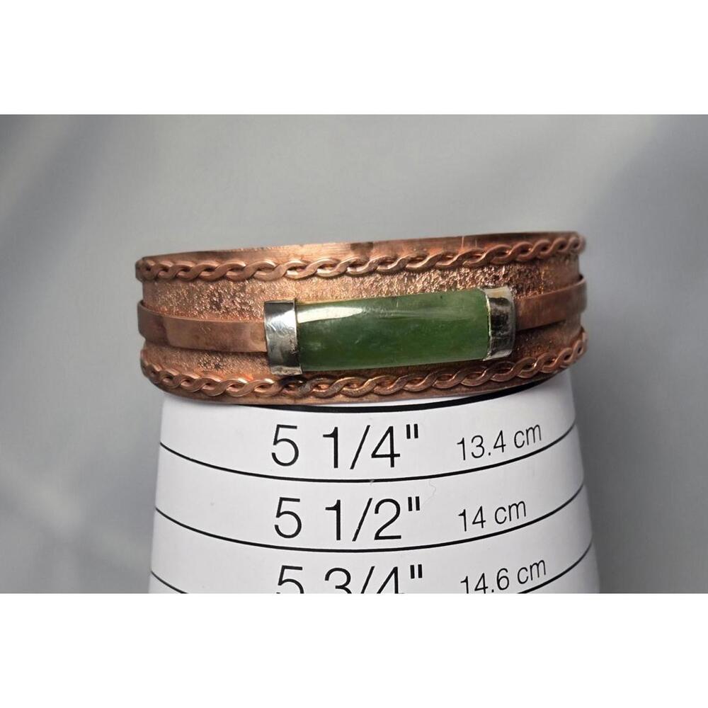 Native Copper Cuff Green Tourmaline Toddler Child Bracelet Cuff Small Size 5"